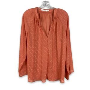 Bishop + Young, coral long sleeve tunic blouse